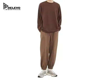 Nouveau sweat à capuche pour homme, automne, manches longues, tricot gaufré, coupe ample, polyester/coton, uni, thermique, doux, 2 pièces, prix bas - Product Image 3