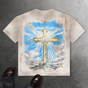 Camiseta de punto de manga corta para hombre, corte regular, color gris claro, cuello redondo, 100% algodón, transpirable, ecológica, 220g, estilo urbano, lisa. - Product Image 6
