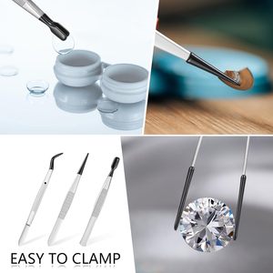 Ensemble de 3 pinces à épiler de précision en acier inoxydable, durables, avec pointe dentée, pour artisanat, timbres, perles, bijoux - Product Image 5