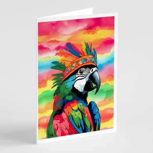 Whimsical A7 Tamaño 5x7 Nuevo Hippie Animal Parrot Tarjetas de notas en blanco Paquete de 8 con sobres Tarjetas de felicitación - Product Image 1