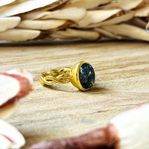 Nouvelle Arrivée Bagues en Agate Mousse Bohème en Laiton pour Femme Plaqué Or 18K Bande Torsadée Bijoux Naturels Vente en Gros/OEM/ODM - Product Image 2