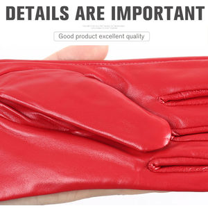 Gants d'hiver en cuir véritable pour homme AIFRAN, demi-doigts, tactiles, doublés polaire, en peau de mouton véritable, vente en gros - Product Image 3