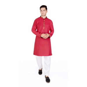 <b>Men's</b> Cotton Regular Fit <b>Kurta</b> Pajama Set | Full Sleeve Mandarin Collar Ethnic Traditional Wedding Festival Casual Wear for <b>Men</b> - Product Image 1