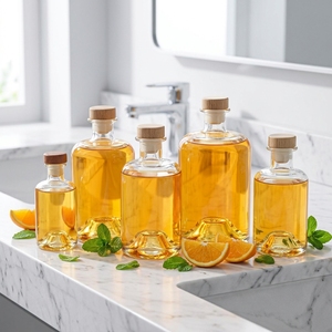 Bouteille en verre cristallin à fond glacier au design spécial avec bouchon en liège pour spiritueux, rhum, gin, whisky, vodka, vin, brandy, <span class=keywords><strong>tequila</strong></span> 700 ml - Product Image 1