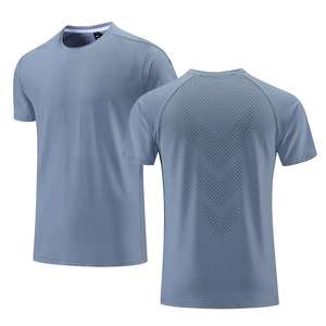 Camiseta deportiva de cuello redondo para hombre, de alta elasticidad, mezcla de spandex, de secado rápido, para gimnasio, entrenamiento, actividades al aire libre. - Product Image 2