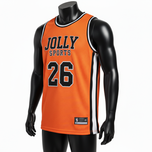 Camiseta de baloncesto premium para hombre de poliéster con paneles de malla GSM, logo de sarga y 100% algodón, corte holgado y estampado. - Product Image 4