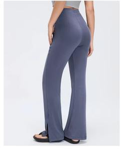Pantalon de yoga pour femme, design personnalisé, uni, haute élasticité, taille haute, coupe large évasée, respirant, sans couture, écologique, legging de sport - Product Image 3