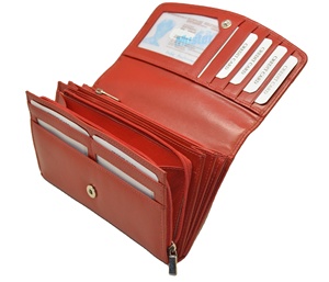 Women's Genuine Leather Long <b>Wallet</b> With Zipper Closure Multifunctional <b>Card</b> <b>Holder</b> Red - Product Image 6