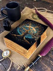 สมุดบันทึกปกแข็งลายหนังสือกริมัวร์  แบบเย็บเกลียว  ลายดอกไม้  สไตล์วินเทจ  ทำมือ - Product Image 4