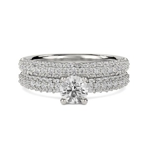 แหวนเพชรทรงกลมคลาสสิกวินเทจ 0.85 กะรัต เพชรเลี้ยงในห้องปฏิบัติการ ตัวเรือนทองคำขาว 18K สีเหลือง ขาว และโรสโกลด์ พร้อมแพลตตินัม - Product Image 1