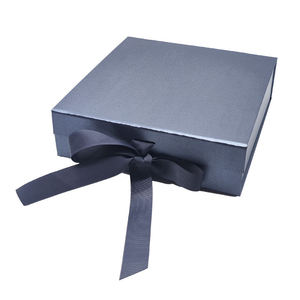 Custom Logo Premium Glitter Foldable Magnetic Gift <b>Box</b> with Ribbon and Black Foil Stamping - Product Image 6