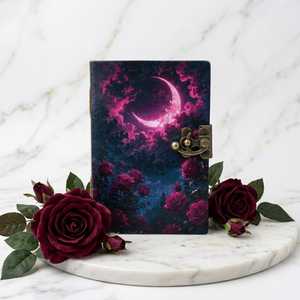 Handmade Vintage moon Leather Travel Diary Leather Notebook Embossed Leather <b>Writing</b> <b>Journal</b> - Product Image 2