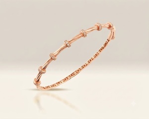 Pulsera de Oro Rosa de 14K con Diamante de Laboratorio de 0.20ct, Diseño Trenzado y Eslabones en Tono Bar, con Eslabón Decorativo Elegante, Set de Regalo Personalizado - Product Image 1