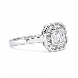Bague de fiançailles pour femme en argent sterling 925 avec sertissage clos et taille Asscher, bijou de mariage en moissanite - Product Image 3