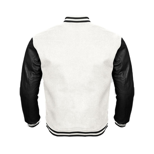 Wholesale High Quality Two Tone Wool Cotton Varsity Jacket Custom Logo <b>Covered</b> <b>Button</b> Breathable Eco-Friendly Winter Men's - Product Image 3