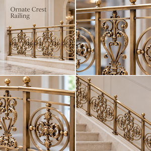 Barandilla de Bronce con Medallones para Hoteles de Lujo, Villas, Escaleras Grandes e Interiores Metálicos Decorativos - Product Image 5