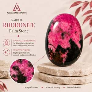 Pierre de palmier en rhodonite naturelle polie, cristal rose et noir, pierre de méditation de poche, fournisseur en gros pour cadeaux - Product Image 5
