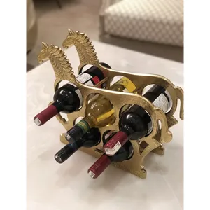 Modern Handmade Metal Wine Bottle Stand Premium Decorative Holder for Dining <b>Table</b> Wholesale Handmade Metal Bottle Holder Stand - Product Image 2