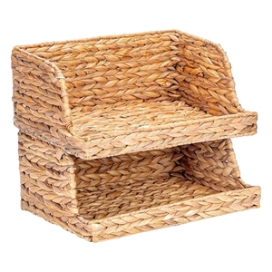 Natural Water Hyacinth Multifunction Storage Organizer Rack Handmade Eco Friendly Woven <b>Basket</b> <b>Shelf</b> Storage Box for Kitchen - Product Image 1