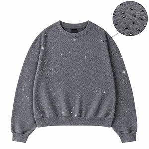 Custom Grey Rhinestone Crewneck Sweatshirt Wholesale Unisex Oversized <b>Y2K</b> Streetwear Pullover Eco-Friendly Winter OEM PK <b>Top</b> - Product Image 1