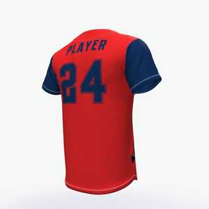 Camiseta de Béisbol para Hombre, Manga Corta, Roja y Azul, Estampado de Dibujos Animados, Cierre de Botones, Poliéster, Corte Regular, Ropa Deportiva para Todas las Temporadas - Product Image 6