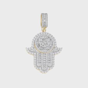 Colgante Hamsa, Colgante Ojo de Eil, Colgante Mano de Fátima, Colgante de Plata 925 con Incrustaciones, Colgante Espiritual de Buena Suerte, Joyería de Protección - Product Image 1