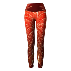 High Waist Full Length <b>Leggings</b> With Leaf <b>Pattern</b> Printed Stretch Knitted Spandex Polyester Women's Casual All Seasons Yoga Pant - Product Image 1