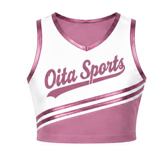 <b>Rose</b> Pink Cheerleading Jersey Sleeveless Crop <b>Top</b> Custom Team Sports Uniform Performance Athletic Wear Training Apparel - Product Image 1