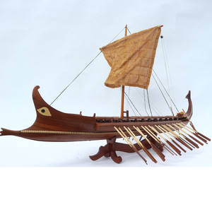 BIREME, modelo náutico de madera hecho a mano, auténtica artesanía de Vietnam, pantalla de velero pintada, coleccionable marítimo clásico - Product Image 2