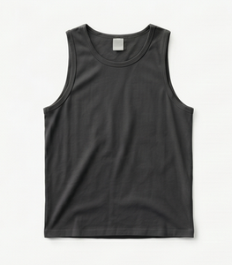 Camiseta sin Mangas Negra para Hombre, Cuello Redondo, Color Sólido, Tejida, Informal - Product Image 1