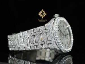 นาฬิกาข้อมือเพชรหรูสำหรับผู้ชาย Pahal Jewels ตัวเรือนสแตนเลสทรง Tonneau ขนาด 40 มม. ระบบอัตโนมัติ แสดงวันที่ สายแบบพับได้ - Product Image 3
