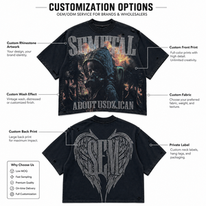 T-shirt ample en coton 100% pour homme, coupe carrée, effet délavé personnalisé, avec graphisme vieilli et strass, marque privée, style streetwear - Product Image 4