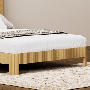 Letto matrimoniale imbottito con contenitore, testiera con stazione di ricarica integrata, design a linee curve ondulate, supporto in metallo silenzioso - Product Image 2