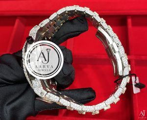 Montre chronographe à quartz en acier inoxydable Ice Cubed Diamond, cadran analogique 20 mm, ton or rose, bracelet, cadeau bijou - Product Image 5