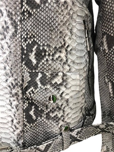 Men's Snake Skin Leather Moto Jacket Turn Down Collar Zipper Closure Slim Fit Autumn Wear Animal <b>Print</b> Regular Sleeve - Product Image 2