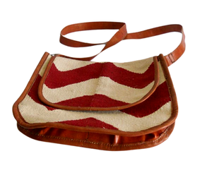 Sac de voyage classique en coton tissé à la main blanc et marron pour homme, avec fermeture à cordon, idéal pour l'école - Vente en gros - Product Image 4