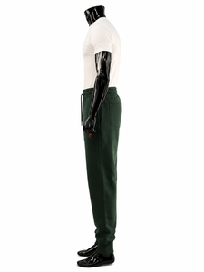 Pantalon de jogging décontracté pour homme en coton vert, taille élastique avec cordon de serrage, style ample, idéal pour l'automne, qualité supérieure - Product Image 2