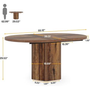 Tavolo da Conferenza Ovale in Legno Rustico da 55,12 Pollici per 4-6 Persone, Piccolo Tavolo Poligonale per Seminari - Product Image 5