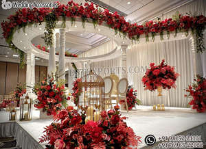 มันดาปงานแต่งงานแบบอินเดียที่มีสไตล์ น้ำหนักเบา ตกแต่งด้วยดอกไม้ สำหรับงานแต่งงานแบบฮินดู รูปแบบมันดาปพระพิฆเนศ ที่สหรัฐอเมริกาและเนเธอร์แลนด์ - Product Image 3