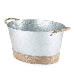 Maceta Cuadrada Rústica de Metal Galvanizado con Asas de Cuerda de Yute, Maceta Vintage de Zinc para Flores, Contenedor para Jardín y Decoración del Hogar - Product Image 3