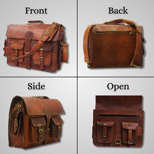 Maletín de Cuero Genuino Marrón Vintage de Alta Calidad para Hombre, Bolsa de Mensajero para Portátil - Product Image 2