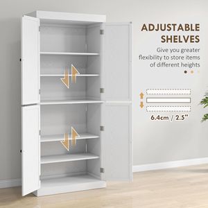 Elegant 72\" White <b>Kitchen</b> <b>Pantry</b> Cabinet with Storage Doors and Shelves - Product Image 5