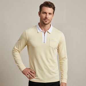 Camisa de Manga Larga para Hombre, Color Amarillo Pálido, con Bolsillo en el Pecho, Tejido de Algodón, Corte Casual Elegante, Largo Regular, Hecho en Bangladesh - Product Image 3