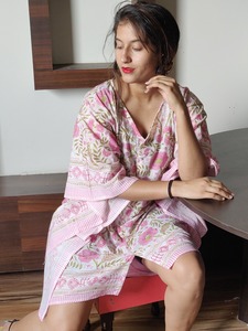 Nuevo Vestido Midi para Mujer, Estampado Floral Natural, Algodón Transpirable, Ecológico, Túnica de Playa India - Product Image 2