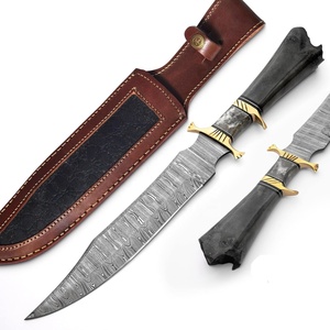 Handmade Damascus Steel Bowie <b>Knife</b> with <b>Bone</b> <b>Handle</b> and Leather Sheath Viking <b>Knife</b> Outdoor <b>Knife</b> Brass Guards <b>Handle</b> Wholesale - Product Image 4