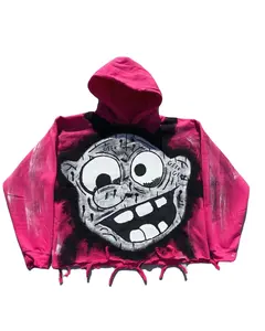 Özel Logo ekran baskı ile % 100% pamuk polar sokak moda boy kaburga küçük şeytan Hoodie erkek