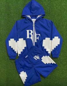 OEM <b>Pink</b> Hooded Windbreaker Tracksuit Set with Custom Logo Pixel Pattern Print Unisex Sporty Tracksuit Spring Casual Wear 2026 - Product Image 2