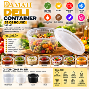 Contenants de qualité supérieure de 8 oz, 12 oz, 16 oz, 24 oz et 32 oz, fabriqués en plastique PP de qualité alimentaire, étanches et compatibles micro-ondes, pour la livraison de repas. - Product Image 1