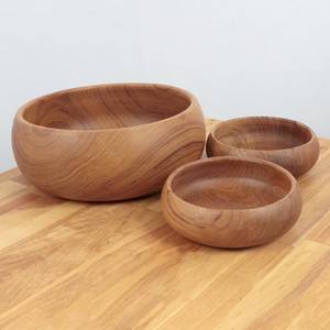Bols en bois vintage | |   Design simple | |   Bol vintage en céramique marron foncé | |   Bois de teck fabriqué par HWC - Product Image 5