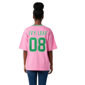 Camiseta Deportiva Personalizada Rosa y Verde con Cuello en V, Manga Corta, Número 08, Ligera, Transpirable, Uniforme Informal para Equipo Deportivo - Product Image 2